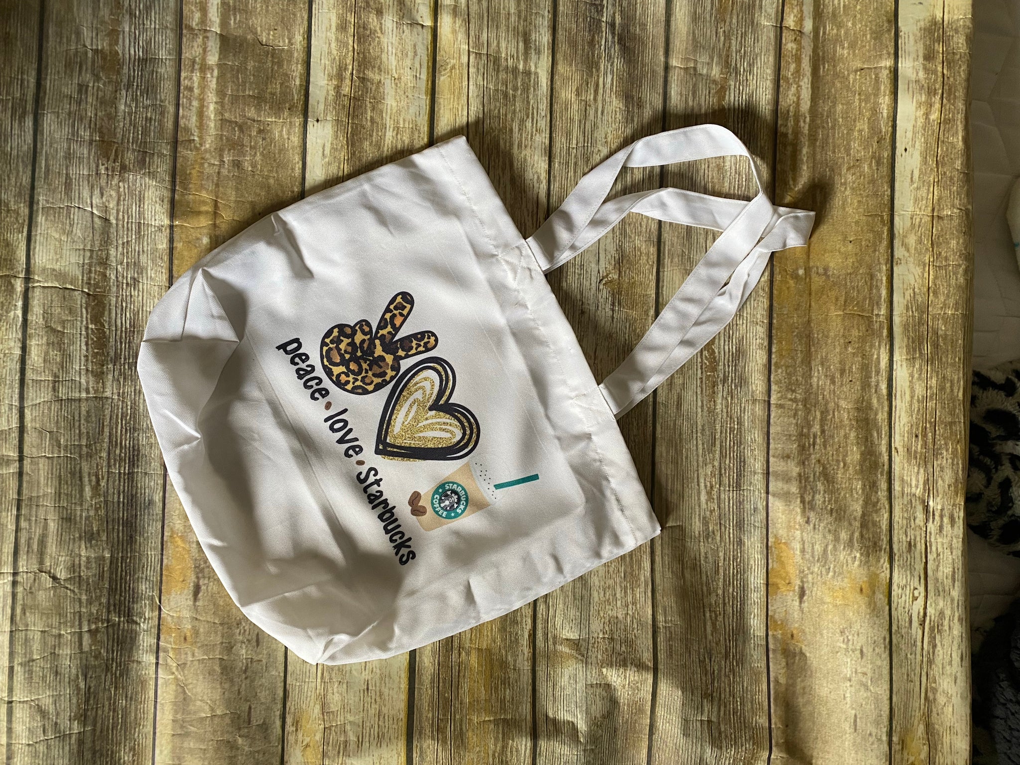 RTS {Peace love & Starbucks} Tote Bag