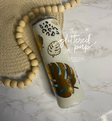 RTS {Gold Monstera} Tumbler